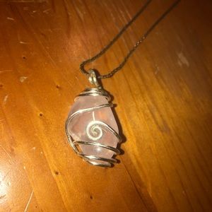 Rose quartz pendant w/ sterling silver chain